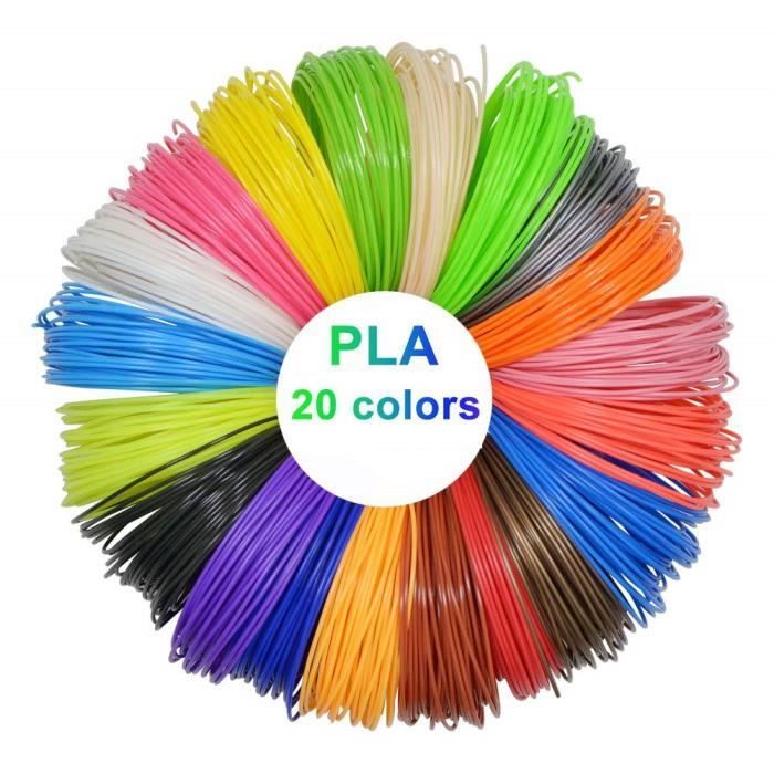Lot de 20 recharges de filament PLA pour stylo 3D - 10 m par couleur -  Qualité supérieure - Filament pour imprimante 3D - Pour[284] - Cdiscount  Informatique