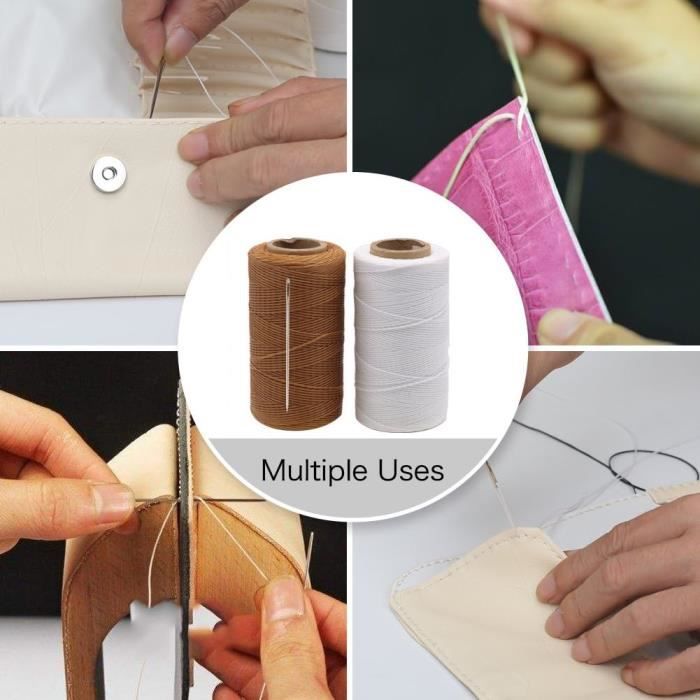 (Brown And White) - 260M X 2 Rolls Waxed Thread, 150D 1Mm Flat Sewing ...
