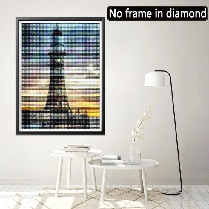 Kit De Diamond Painting Phare 5D - Taille 40x80 Cm - Toile HD, Diamants, Stylo, Colle - Décoration Murale DIY Adulte/enfant