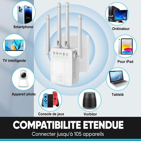 L'amplificateur De Signal D'extension De Portée WiFi Couvre Jusqu'à 2640 Pieds Carrés Et 25 Appareils Repeteur Wifi Double Bande Jusqua 1200 Mbps Avec Port Ethernet Booster Internet Pour La Maison 88875709 L'amplificateur De Signal D'extension De Portée WiFi Couvre Jusqu'à 2640 Pieds Carrés Et 25 Appareils Repeteur Wifi Double Bande Jusqua 1200 Mbps Avec Port Ethernet Booster Internet Pour La Maison 88875709