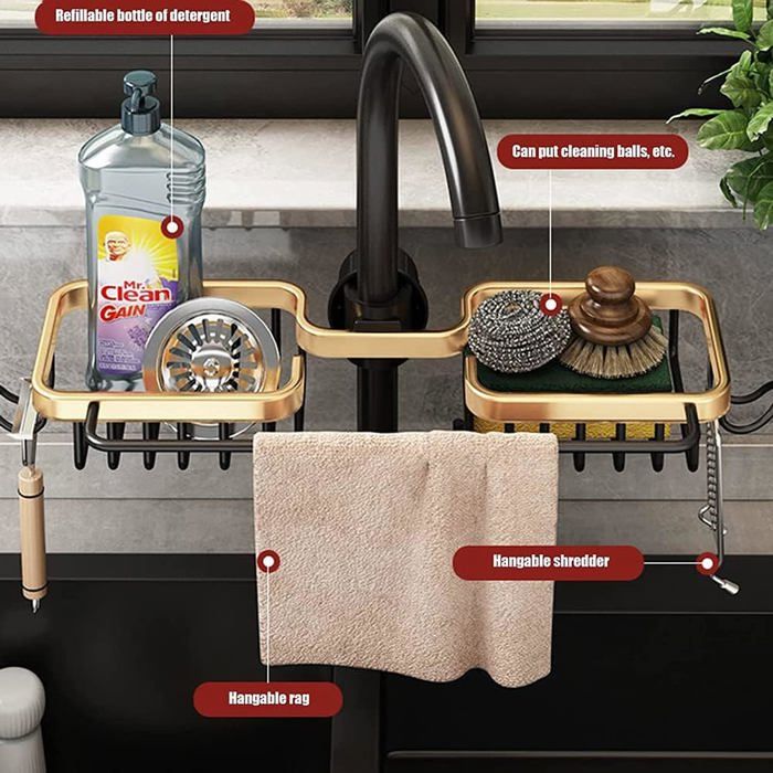 1 x Support de rangement pour robinet, support de rangement pour évier de cuisine, support de vidange pour éponge (argent) | Leroy Merlin