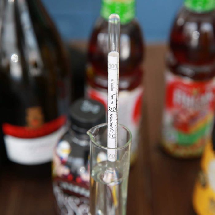 Hydromètre à Alcool 3 Pièces 0-100 Proof - Avec Thermomètre Et Boîte En Bois Pour Vin, Bière, Distillation