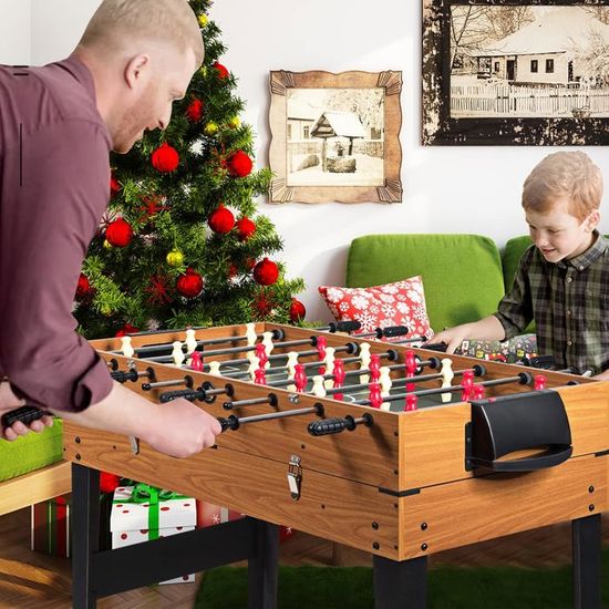 Mini Baby-foot LED GOPLUS – Table De Jeu Avec Lumières – 12 Figurines Et 2 Ballons – Idéal Pour Famille Et Amis