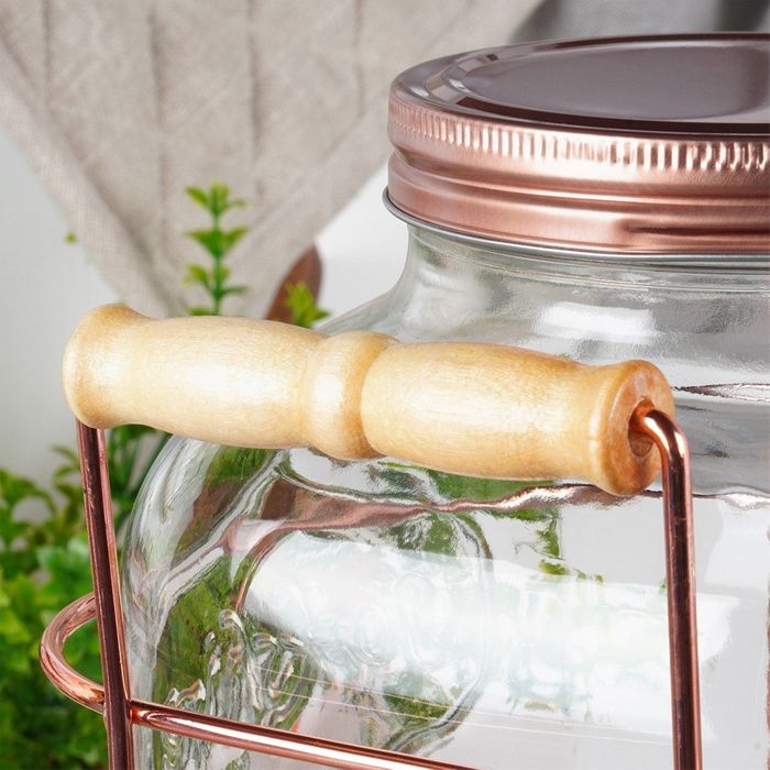Distributeur Boisson Verre 1 Gallon Berglander - Robinet Inox, Large Ouverture, Couvercle Étanché