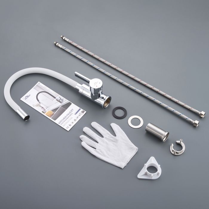Robinet De Cuisine Flexible SUVIDA - Bec Orientable 360° - 2 Jets - Économie D'Eau - Blanc