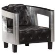 Fauteuil chaise siège lounge design club sofa salon en style d'aviation noir cuir véritable 1102179/3-0