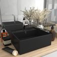 *20532 Lavabo carré de luxe à trop-plein Vasque à poser Évier et lavabo salle de bain Noir mat 41x41 cm Céramique-0