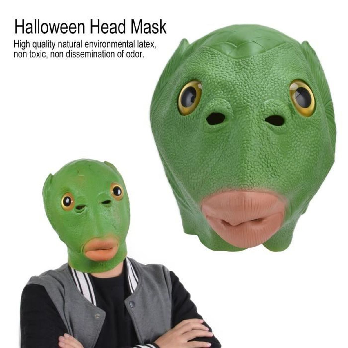 Masque De Poisson Réaliste En Latex – Pour Halloween, Cosplay, Déguisement – Adulte – Confortable Et Respirant – Détails Vibrants