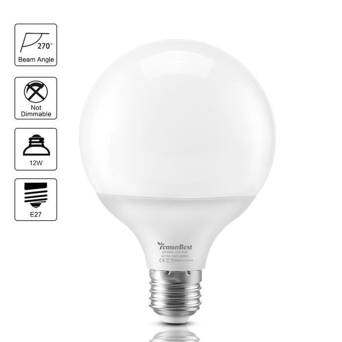 Ampoule LED Globe 12W G30 E27 1100LM 6000K blanc froid SMD2835 AC 100