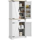 Armoire de cuisine - HOMCOM - buffet cuisine 4 portes 6 étagères à porte 1 tiroir et étagères réglables - 76,5 x 40 x 181 cm blanc