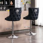WAHSON OFFICE CHAIRS Wahson Tabouret de Bar Velours Lot de 2 Chaise Bar Haute Tabourets avec Repose-Pieds, Tabouret Haut pour Bar-Cuisine(Noir)