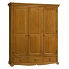 BEAUX MEUBLES PAS CHERS Armoire Penderie Pin Miel 3 Portes 3 Tiroirs L 164.3 H 194.8 P 54.5 cm - L 164 x l 54.5 x H 195 cm