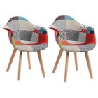 BenyLed Lot de 2 Chaises de Salle à Manger Fauteuils D'appoint avec Tissu en Lin, Chaises de Salon avec Assise Rembourrée, Rouge