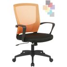 CLP Chaise De Bureau avec Accoudoirs Kampen en Maille I Fauteuil De Bureau Réglable en Hauteur Et Pivotant Noir-Orange