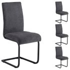 IDIMEX Lot de 4 chaises de salle à manger LETICIA piètement en métal noir et revêtement en tissu anthracite