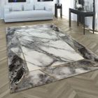 PACO HOME Tapis de salon gris, bordure dorée 3-D motif marbré motif marbré durable à poil court [120x170 cm]