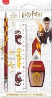 Maped - Set Papeterie Harry Potter Gryffondor - 1 Règle 15 cm, 1 Taille-crayons, 1 Crayon Graphite Embout Gomme, 1 Gomme