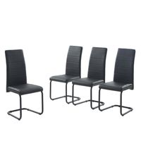 Lot de 4 chaises - BAÏTA - Gamme MARA - Simili noir pieds métal noir - L 54 x P 42 x H 101 cm