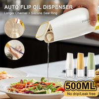 2PCS-Distributeur huile et vinaigre-Couvercle à rabat automatique-500ML-BLANC