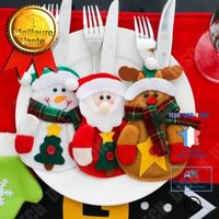 TD® Lot de 6 pièces de décoration de Noël bonhomme de neige père noël renne décoration table sapin soirée fêtes 