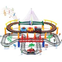 Circuit Train pour Enfants 113 pices Train lectrique avec Circuit Automobile de Course Voies ferres Circuit pour Voitures