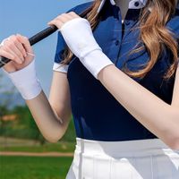Gants de Golf en soie glacée pour femme Sports de plein air d'été Gants demi-doigts respirants à section mince, M/L- Blanc