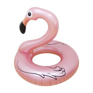 BOUÉE - BRASSARD Or rose 90 cm - Bouée de piscine gonflable avec flamant rose pour adulte, bouée gonflable avec matelas, 120cm