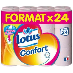PAPIER TOILETTE PAPIER TOILETTE Lotus Confort Papier Toilette Aquatube 24 Rouleaux (papier rose)34