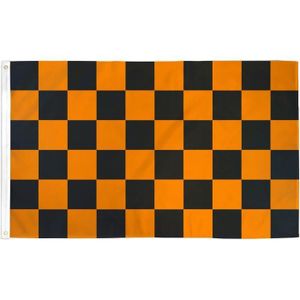 PAVILLON - DRAPEAU Drapeau Damier Noir Et Orange - 90X60 Cm - Drapeau