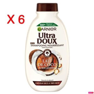 SHAMPOING (lot de 6) Garnier Ultra Doux Shampooing Lait de Coco Macadamia 300ml