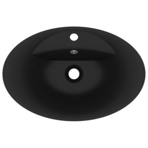 LAVABO - VASQUE Lavabo ovale de luxe à trop-plein Noir mat 58,5x39
