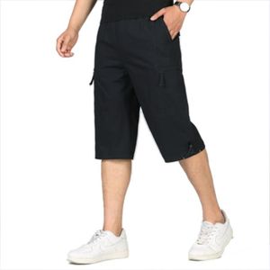 PANTACOURT Cargo pantacourt homme multi-poches zippées couleur unie large de Marque shorts hommes militaires de sport décontracté-Noir
