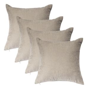 COUSSIN Lot de 4 coussins décoratifs pour canapé 40 x 40 cm taie d'oreiller avec rembourrage fermeture éclair cachée élégante beige-chaud