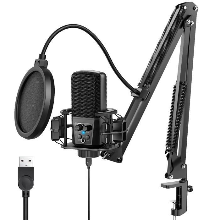 AFAITH Support de bras de micro avec gestion des câbles, Support de  microphone de diffusion professionnel robuste pour microphones Blue Yeti  Blue