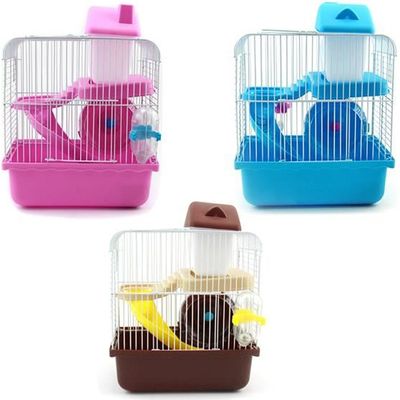 Cage Pour Hamster 2 Niveaux - 35x25x18.5cm - Avec Roue Exercice Et Échelle - Couvercle Transparent