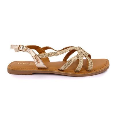 Sandales plates tressées Chomy dorées Femme LES TROPEZIENNES PAR