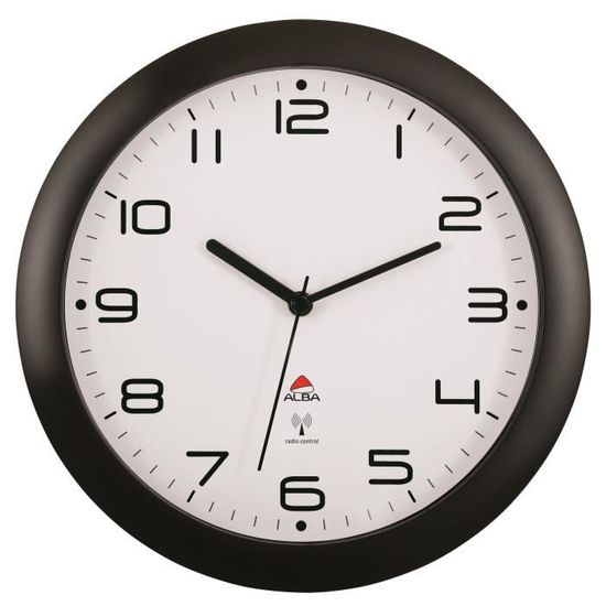 ALBA Horloge radio pilotée - 30 cm - Noir