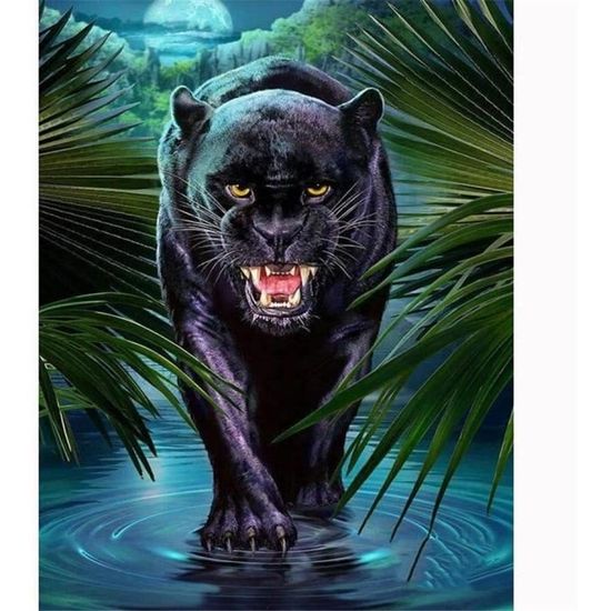 Kit Peinture Diamant Panthère Noire 20x30 Cm – Artisanat Strass 5D, Loisir Créatif Anti-Stress Pour Adultes