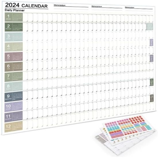 Planificateur d'année 2024 Planificateur annuel sur 1 page paysage
