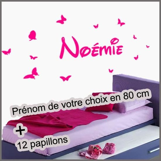Autocollants Muraux Prénom Personnalisé Enfant - Thème Papillons Multicolore