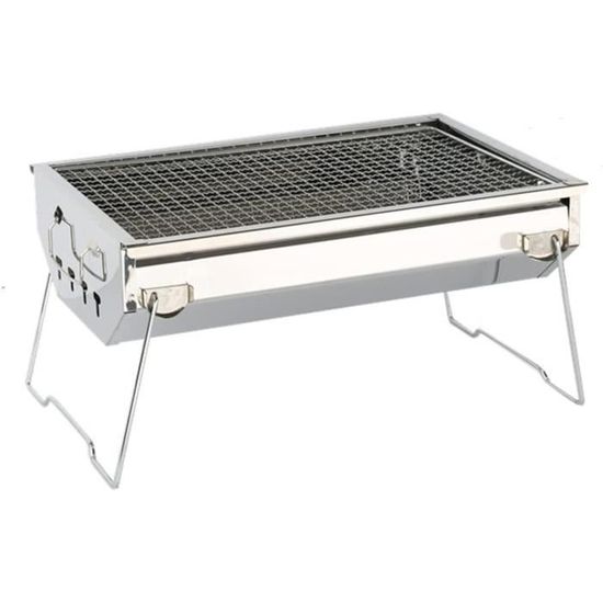 Barbecue Pliant Portable En Acier Inoxydable - Au Charbon De Bois, Avec Pieds, Idéal Camping Et Terrasse