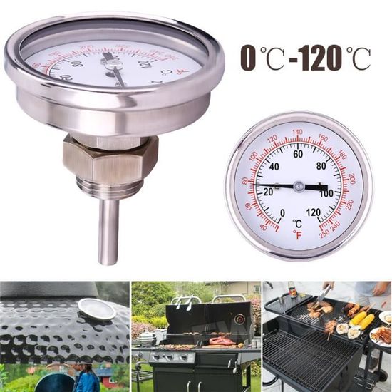 Thermomètre de four en acier inoxydable Thermomètre pour barbecue Grill  fumoir Thermomètre avec Gage 0-120°C HB007