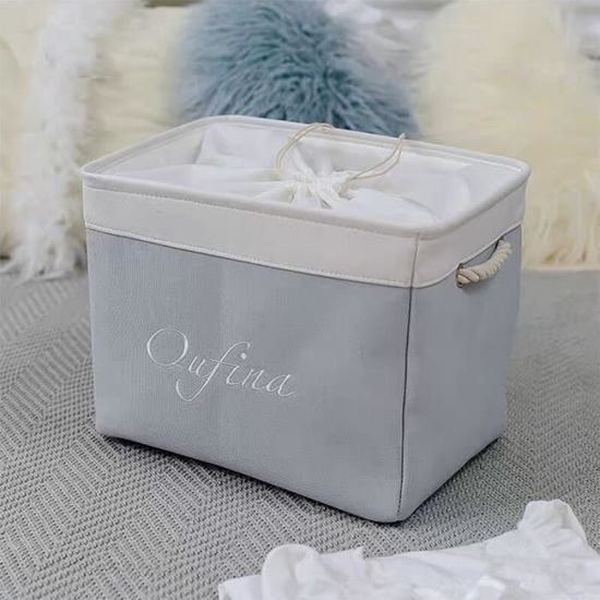 Panier De Rangement Enfant Pliable - Tissu Avec Motif éléphant Bleu, 40x30x21 Cm - 2