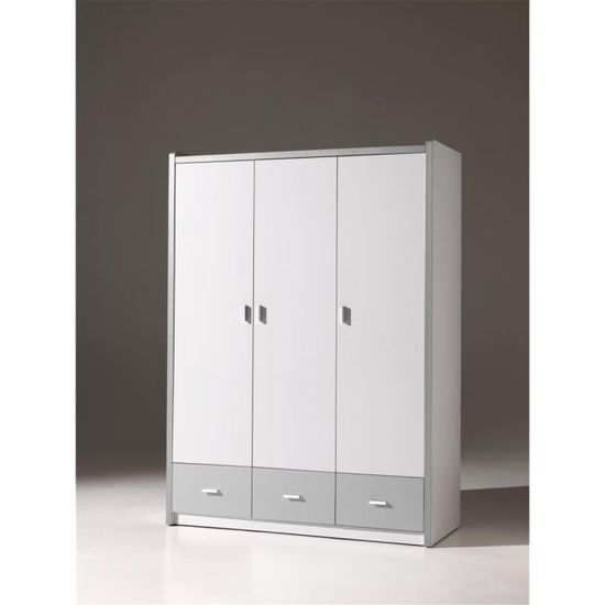 BONNY Armoire 3 Portes Grise Cdiscount Maison