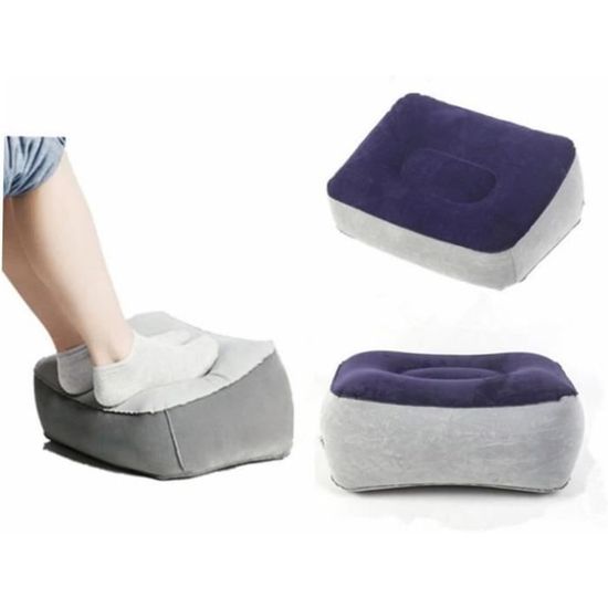 Maliton Repose-Pieds Gonflable Pour Enfants - Coussin Voyage Avion Voiture Hauteur Réglable Gris