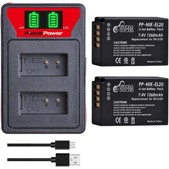 DSTE – Batterie EN-EL8 Et Chargeur USB Pour Appareils Photo Nikon Coolpix – Compatible P1, P2, S1 à S9, S50, S51, S52 – Capacité Standard, Recharge Via USB
