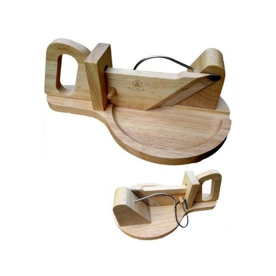 Coupe-fromage Guillotine En Acier Inoxydable - Socle Bois - Lame 15,8 Cm - Pour Saucisse, Pain, Légumes - 4