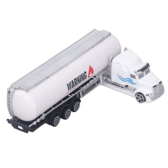 JOUET ANCIEN CAMION CITERNE BENZIN AVEC REMORQUE EN FER BLANC