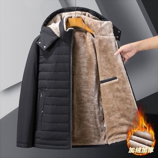 Sweat à Capuche Homme Hiver Chaud Doublé Polaire - Veste Épaisse Et Confortable Pour Homme