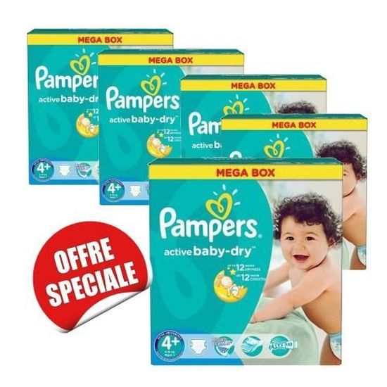 120 Couches Pampers Active Baby Dry taille 4+